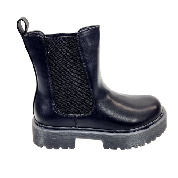 WOMENS Black Platform Chelsea Slip on Chunky Ankle Boots Size 10 - Picture 9 of 13